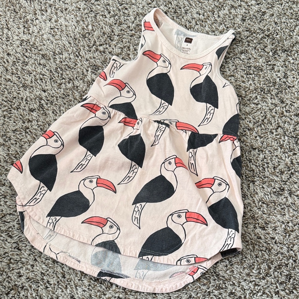 Tea Collection Pink Toucan Print Casual Dress